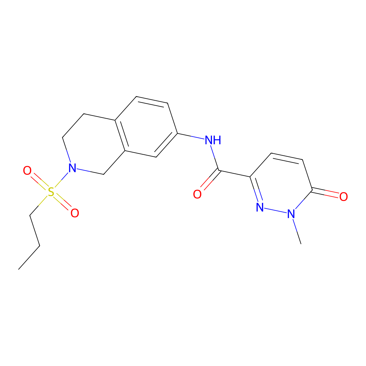 1-methyl-6-oxo-N-(2-(propylsulfonyl)-1,2,3,4-tetrahydroisoquinolin-7-yl)-1,6-dihydropyridazine-3-carboxamide molecular structure, CAS 1286710-59-5
