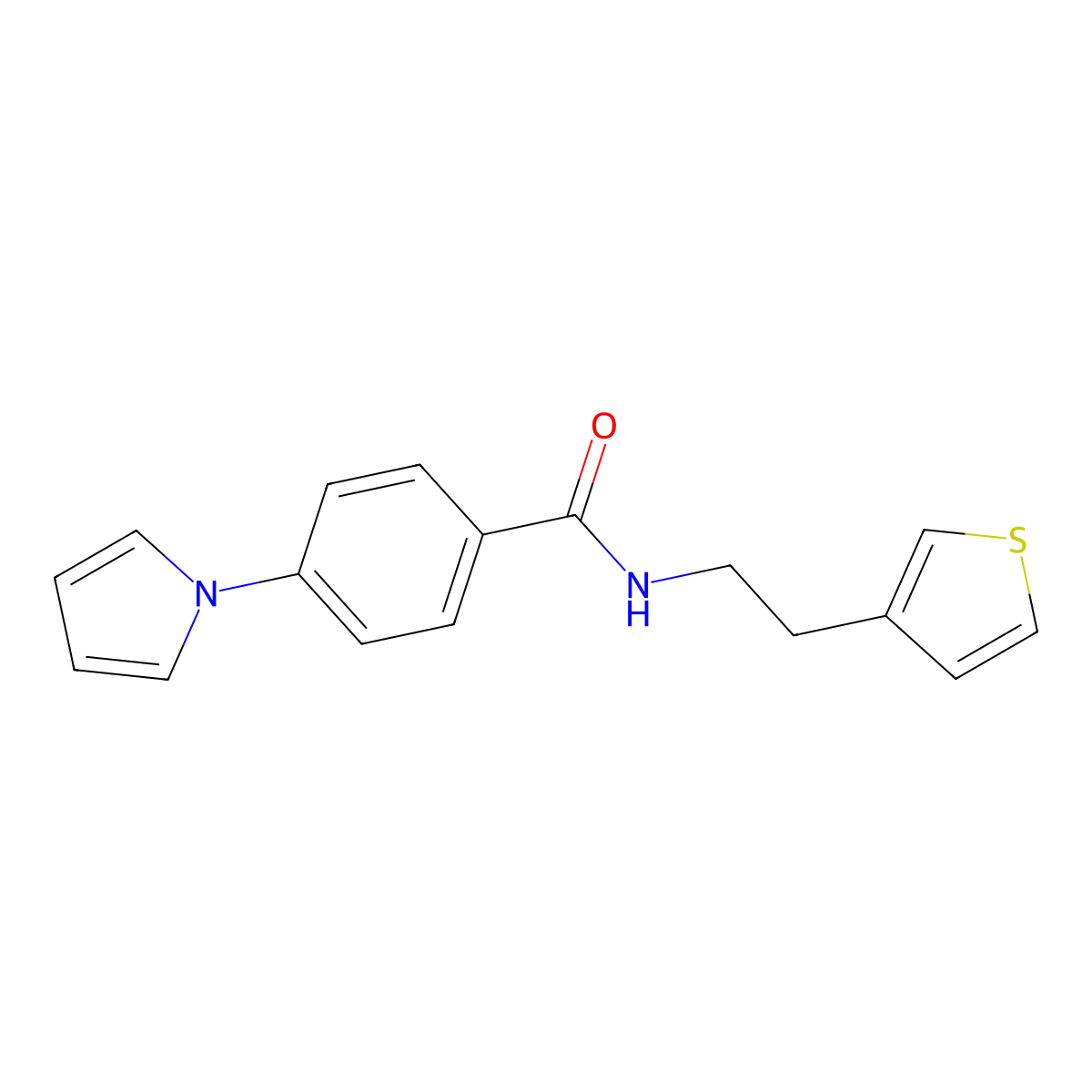4-(1H-pyrrol-1-yl)-N-(2-(thiophen-3-yl)ethyl)benzamide molecular structure, CAS 1286710-60-8