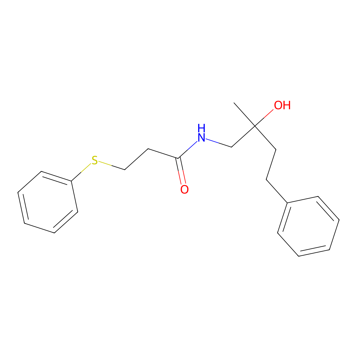 N-(2-hydroxy-2-methyl-4-phenylbutyl)-3-(phenylthio)propanamide molecular structure, CAS 1286710-65-3