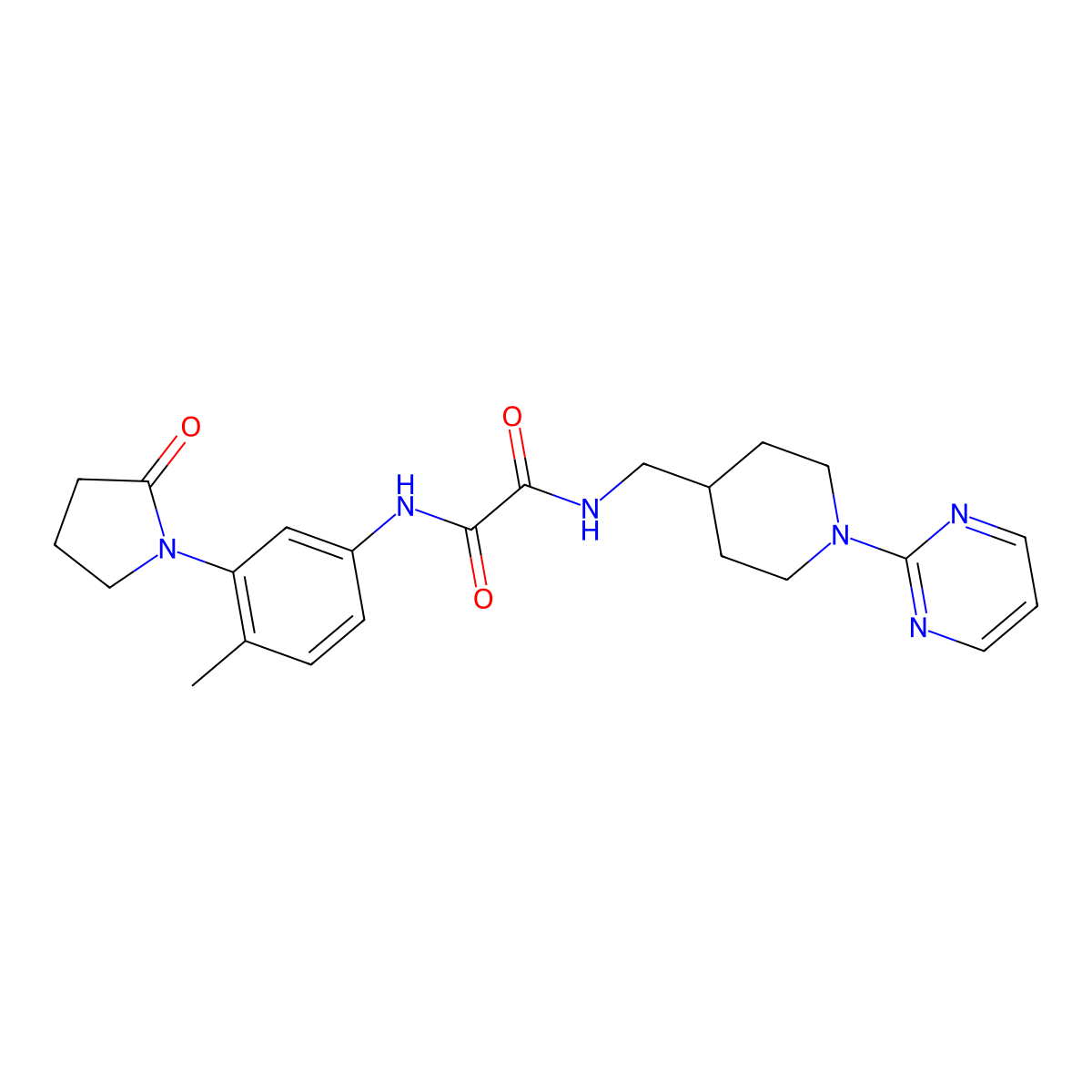 N1-(4-methyl-3-(2-oxopyrrolidin-1-yl)phenyl)-N2-((1-(pyrimidin-2-yl)piperidin-4-yl)methyl)oxalamide molecular structure, CAS 1286710-66-4