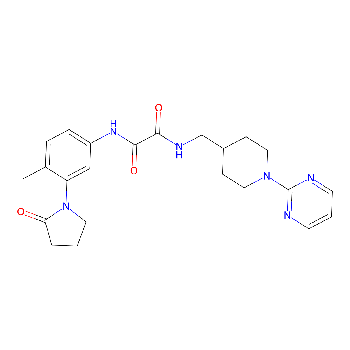 N1-(4-methyl-3-(2-oxopyrrolidin-1-yl)phenyl)-N2-((1-(pyrimidin-2-yl)piperidin-4-yl)methyl)oxalamide molecular structure, CAS 1286710-66-4