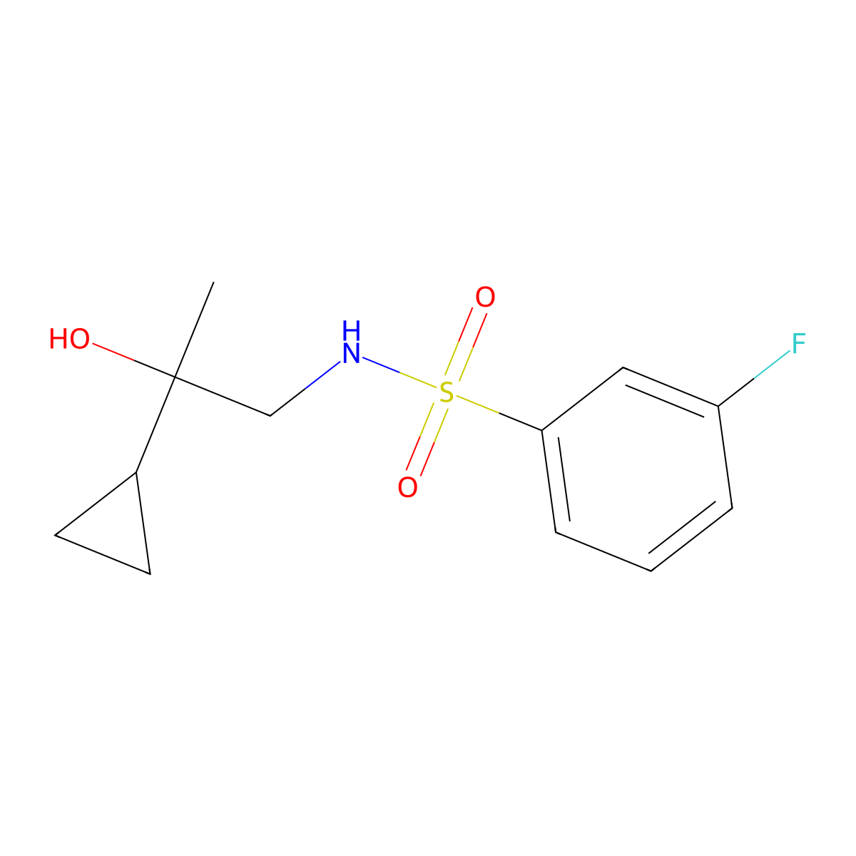 N-(2-cyclopropyl-2-hydroxypropyl)-3-fluorobenzenesulfonamide molecular structure, CAS 1286710-72-2
