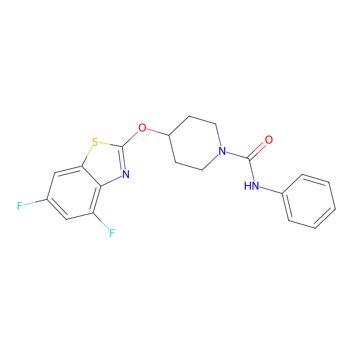 4-((4,6-difluorobenzo[d]thiazol-2-yl)oxy)-N-phenylpiperidine-1-carboxamide molecular structure, CAS 1286710-83-5