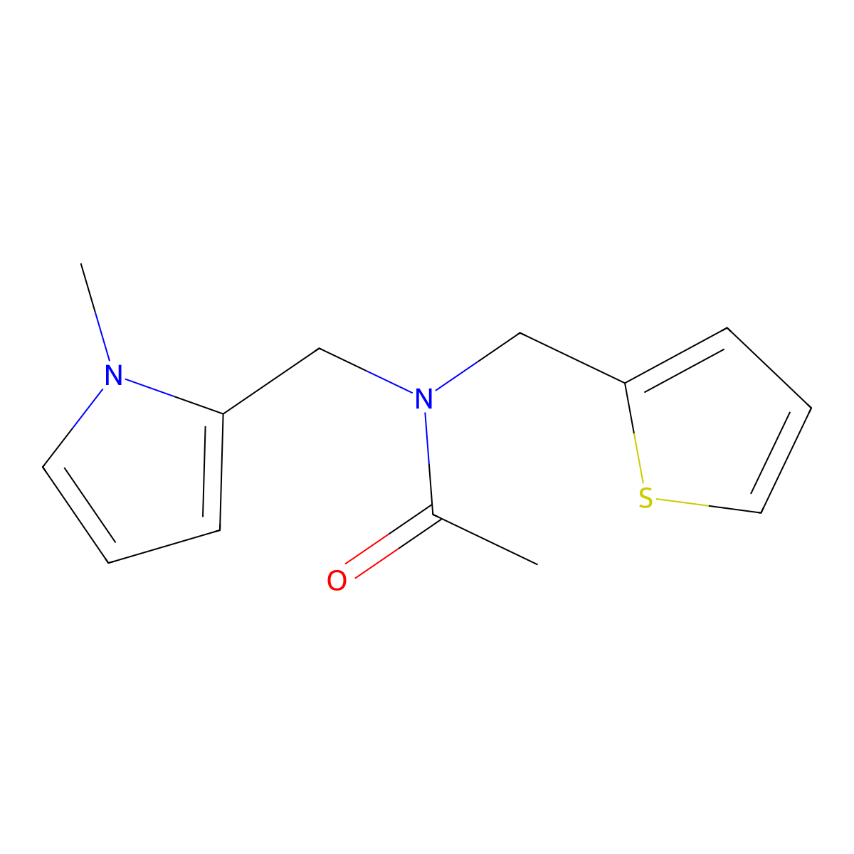 N-((1-methyl-1H-pyrrol-2-yl)methyl)-N-(thiophen-2-ylmethyl)acetamide molecular structure, CAS 1286711-00-9