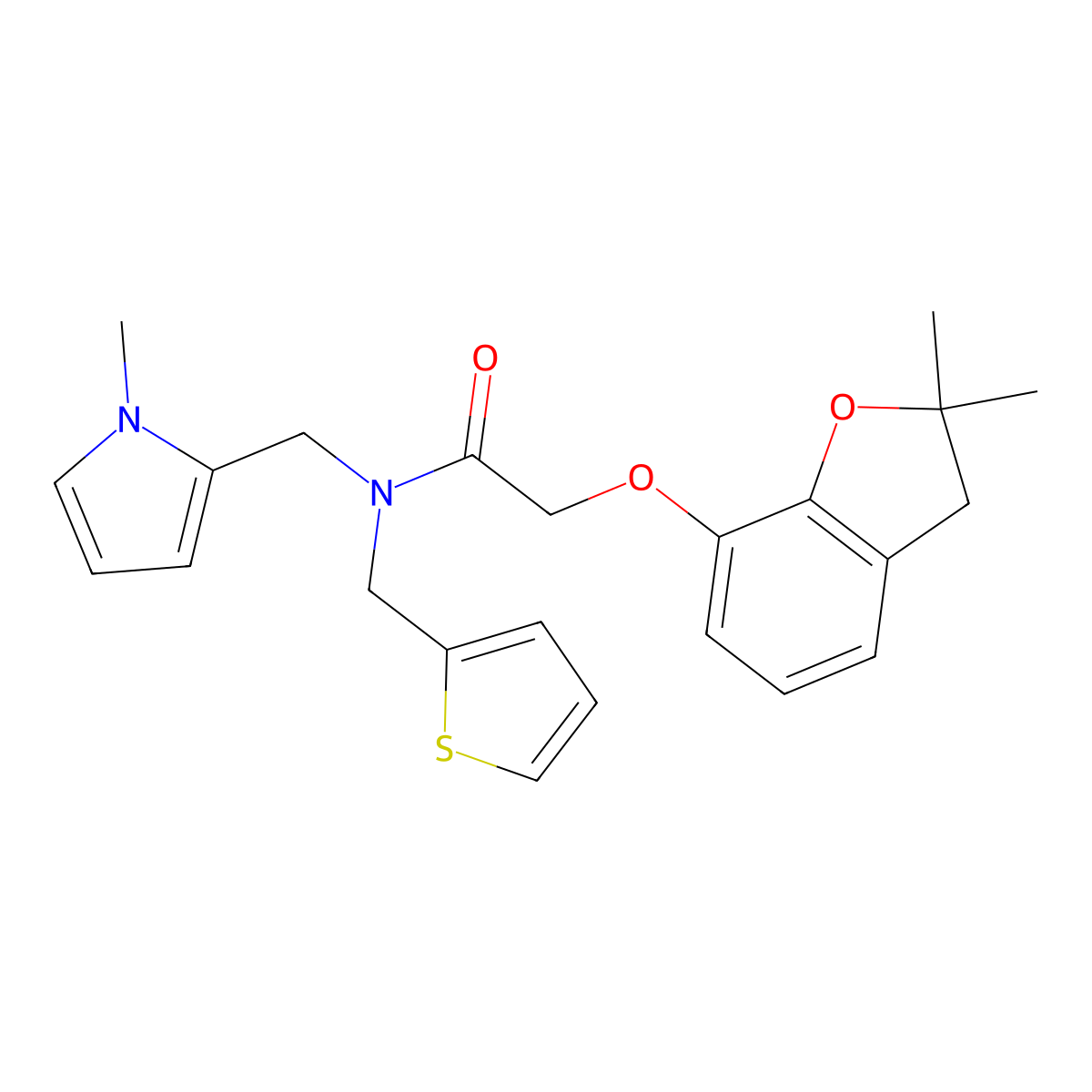 2-((2,2-dimethyl-2,3-dihydrobenzofuran-7-yl)oxy)-N-((1-methyl-1H-pyrrol-2-yl)methyl)-N-(thiophen-2-ylmethyl)acetamide molecular structure, CAS 1286711-02-1