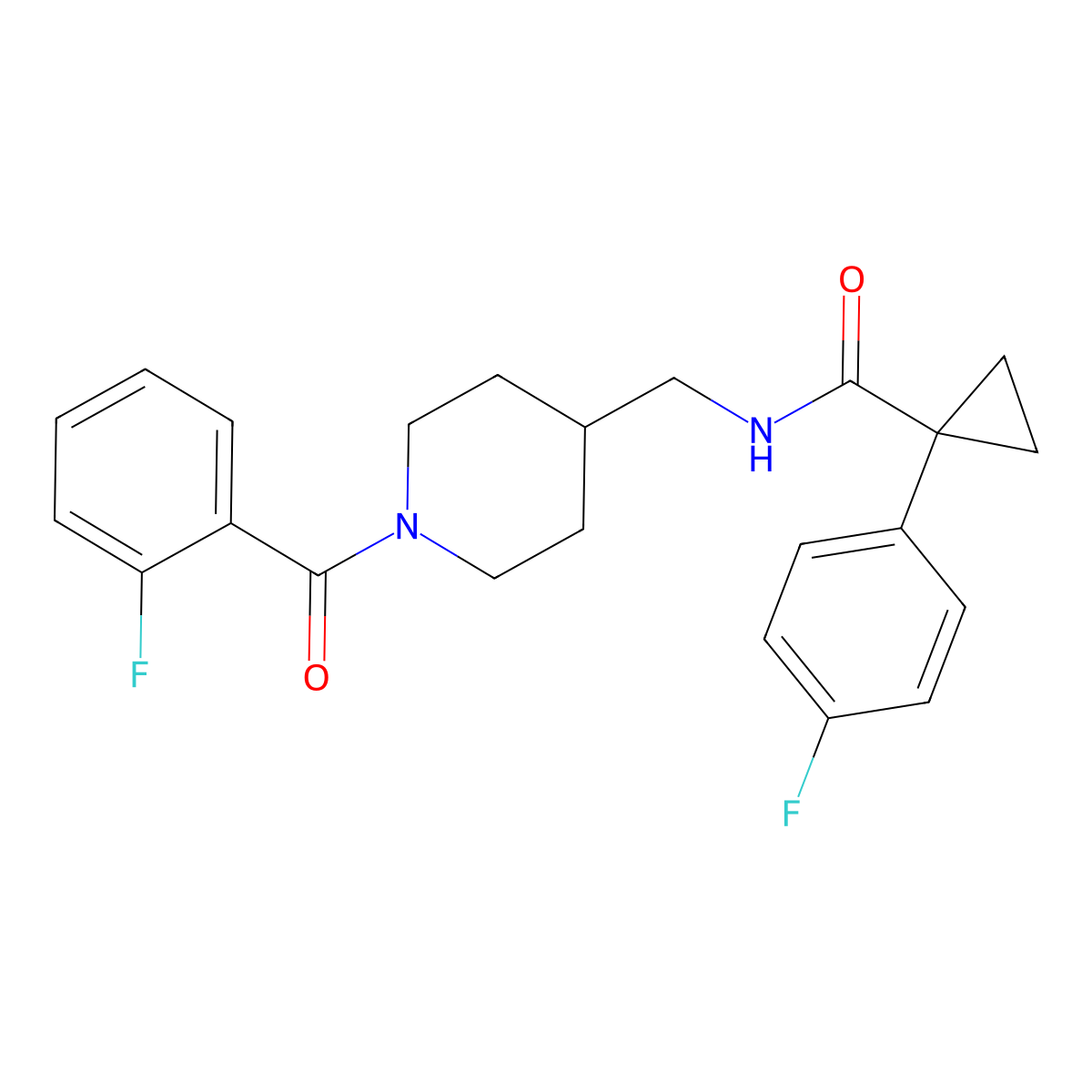 N-((1-(2-fluorobenzoyl)piperidin-4-yl)methyl)-1-(4-fluorophenyl)cyclopropanecarboxamide molecular structure, CAS 1286711-03-2