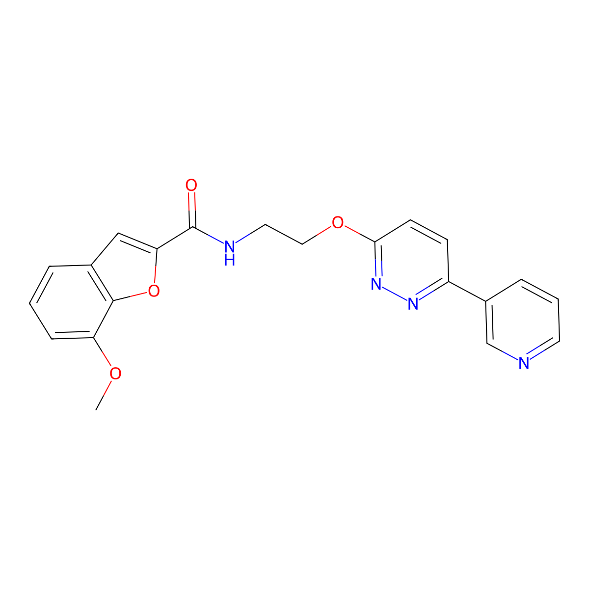 7-methoxy-N-(2-((6-(pyridin-3-yl)pyridazin-3-yl)oxy)ethyl)benzofuran-2-carboxamide molecular structure, CAS 1286711-04-3