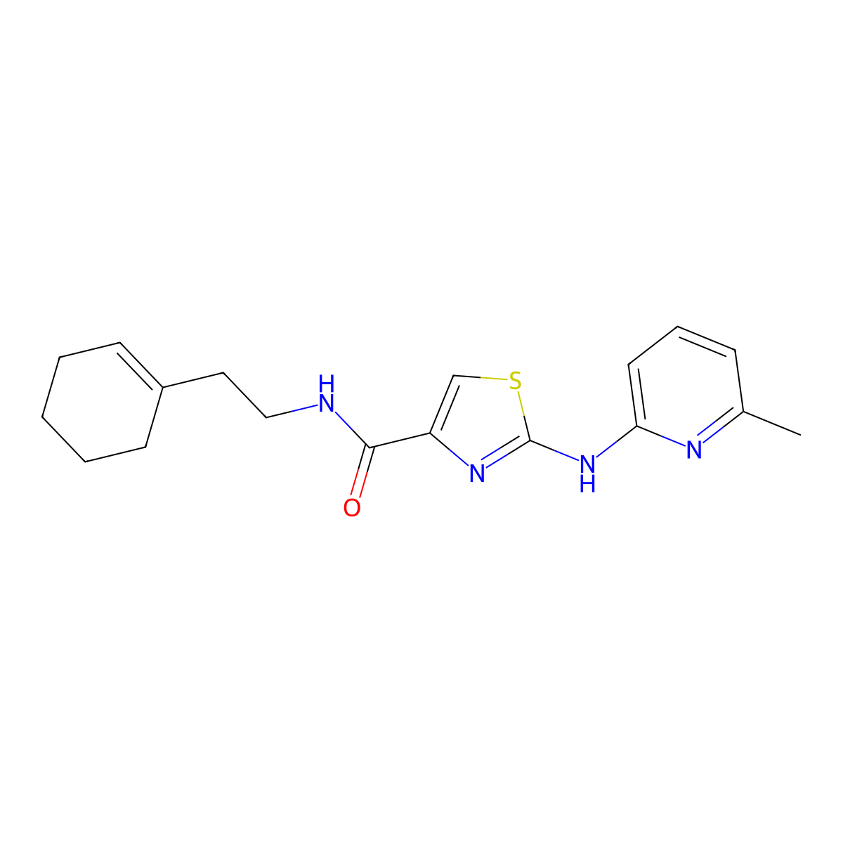 N-(2-(cyclohex-1-en-1-yl)ethyl)-2-((6-methylpyridin-2-yl)amino)thiazole-4-carboxamide molecular structure, CAS 1286711-05-4