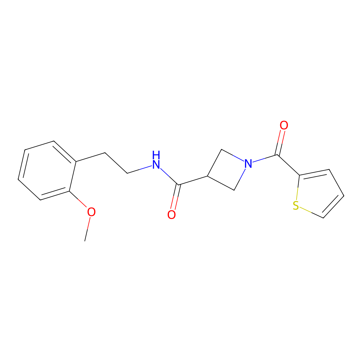 N-(2-methoxyphenethyl)-1-(thiophene-2-carbonyl)azetidine-3-carboxamide molecular structure, CAS 1286711-07-6