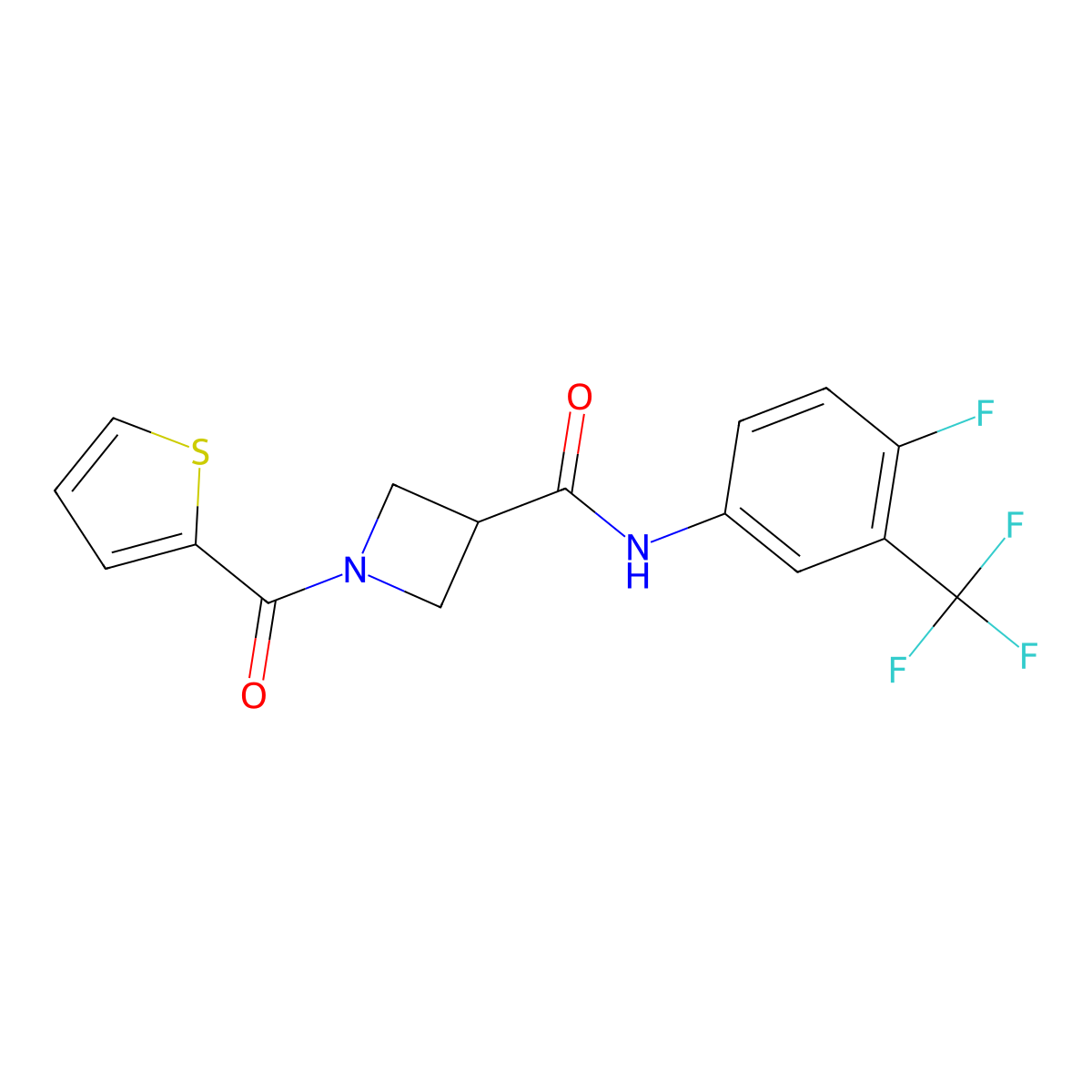 N-[4-fluoro-3-(trifluoromethyl)phenyl]-1-(thiophene-2-carbonyl)azetidine-3-carboxamide molecular structure, CAS 1286711-08-7