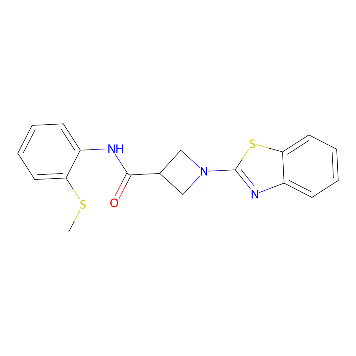 1-(benzo[d]thiazol-2-yl)-N-(2-(methylthio)phenyl)azetidine-3-carboxamide molecular structure, CAS 1286711-18-9