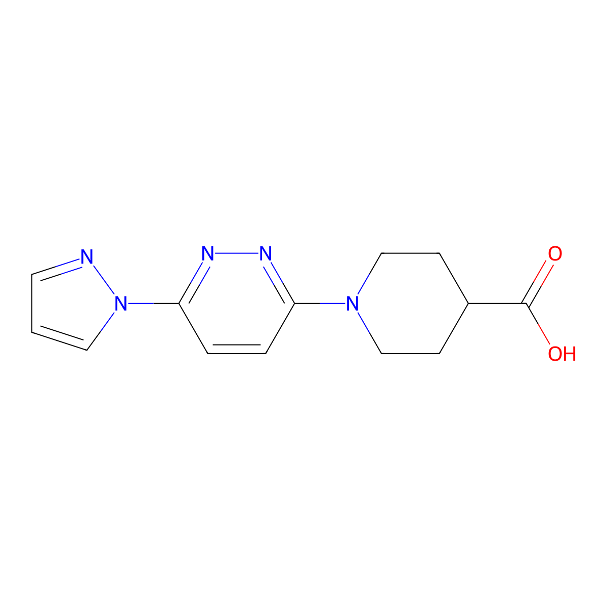 1-(6-(1H-pyrazol-1-yl)pyridazin-3-yl)piperidine-4-carboxylic acid molecular structure, CAS 1286711-31-6