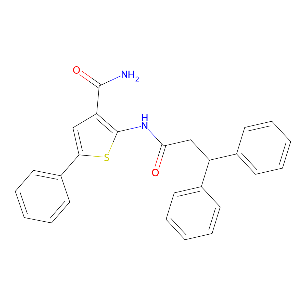 2-(3,3-Diphenylpropanamido)-5-phenylthiophene-3-carboxamide molecular structure, CAS 1286711-32-7