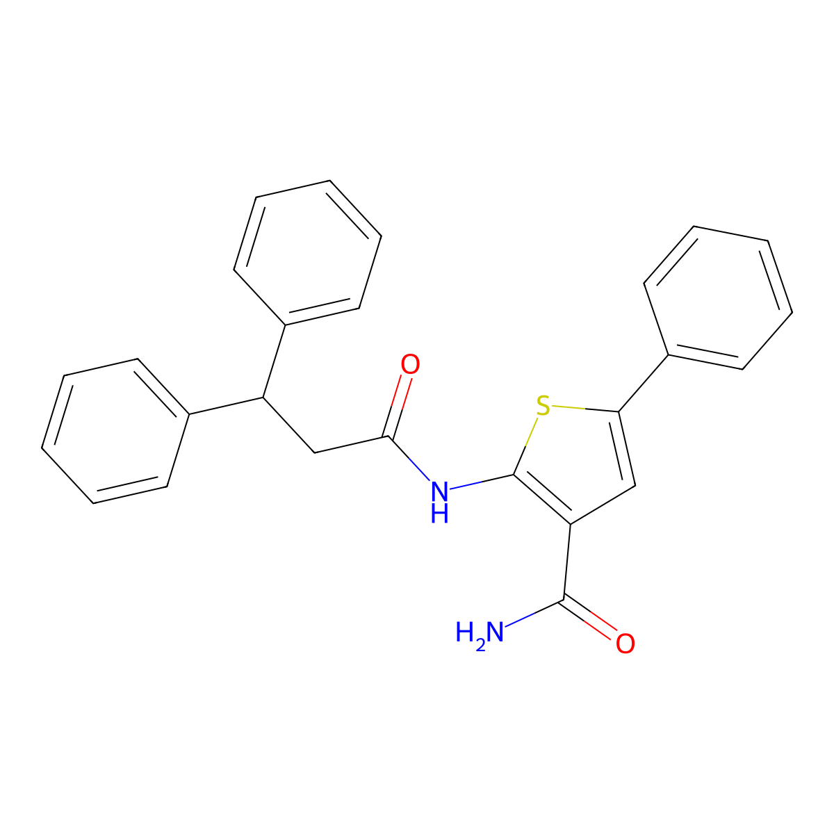 2-(3,3-Diphenylpropanamido)-5-phenylthiophene-3-carboxamide molecular structure, CAS 1286711-32-7