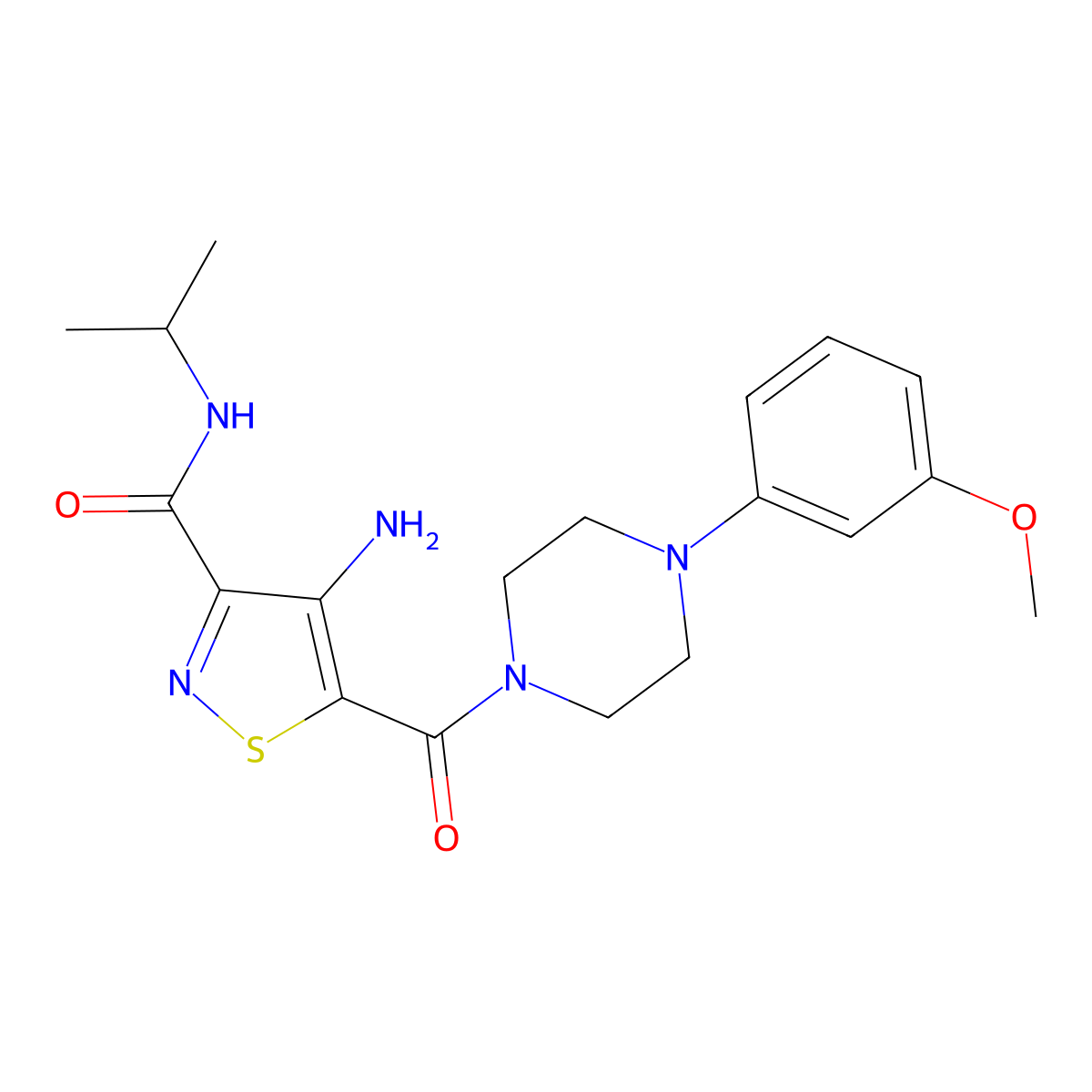 4-amino-5-[4-(3-methoxyphenyl)piperazine-1-carbonyl]-N-(propan-2-yl)-1,2-thiazole-3-carboxamide molecular structure, CAS 1286711-45-2