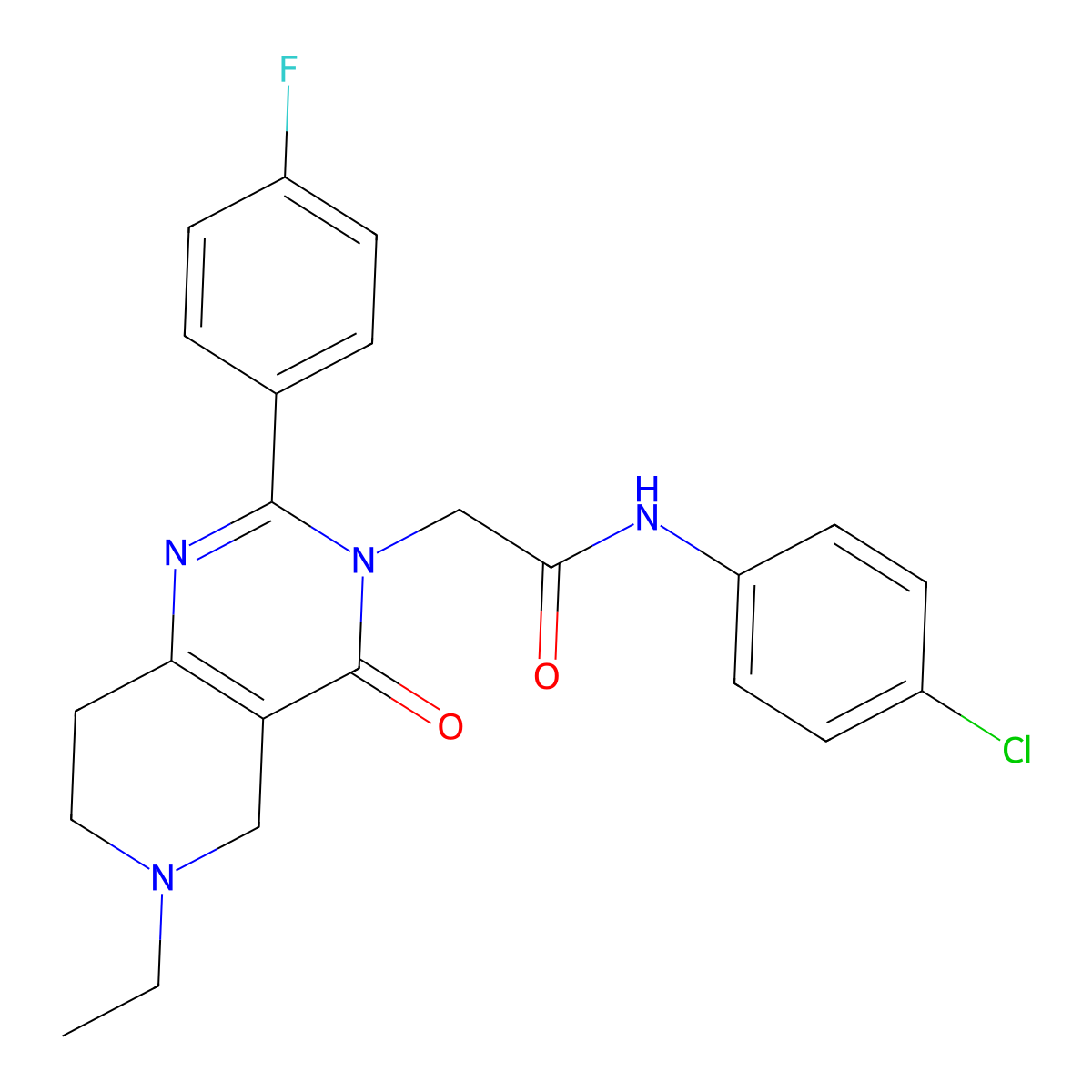 N-(4-chlorophenyl)-2-(6-ethyl-2-(4-fluorophenyl)-4-oxo-5,6,7,8-tetrahydropyrido[4,3-d]pyrimidin-3(4H)-yl)acetamide molecular structure, CAS 1286711-56-5