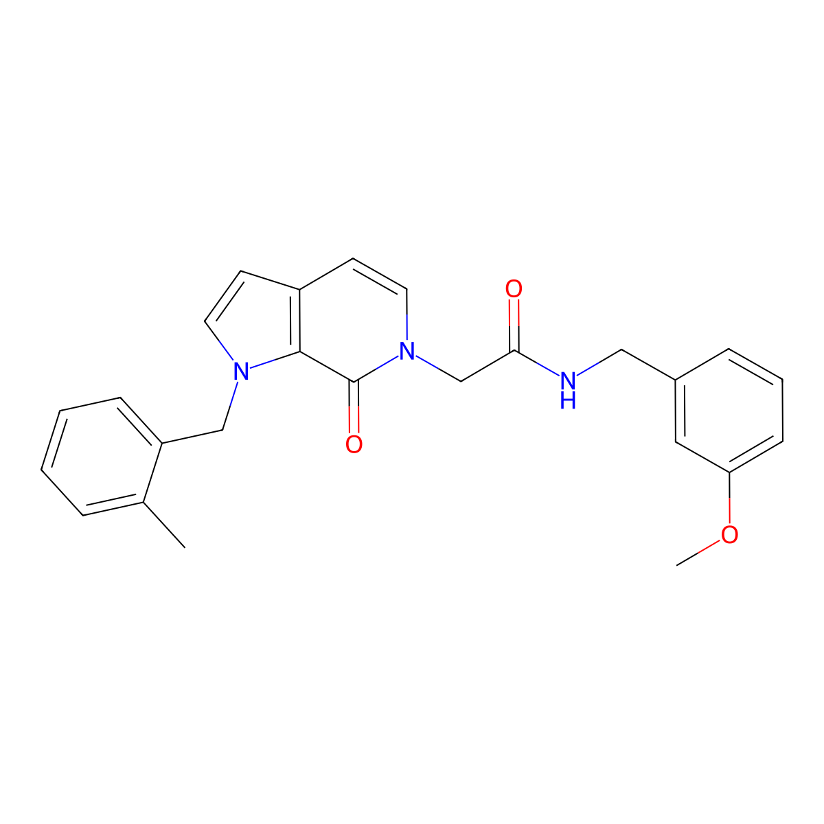 N-[(3-methoxyphenyl)methyl]-2-{1-[(2-methylphenyl)methyl]-7-oxo-1H,6H,7H-pyrrolo[2,3-c]pyridin-6-yl}acetamide molecular structure, CAS 1286711-63-4