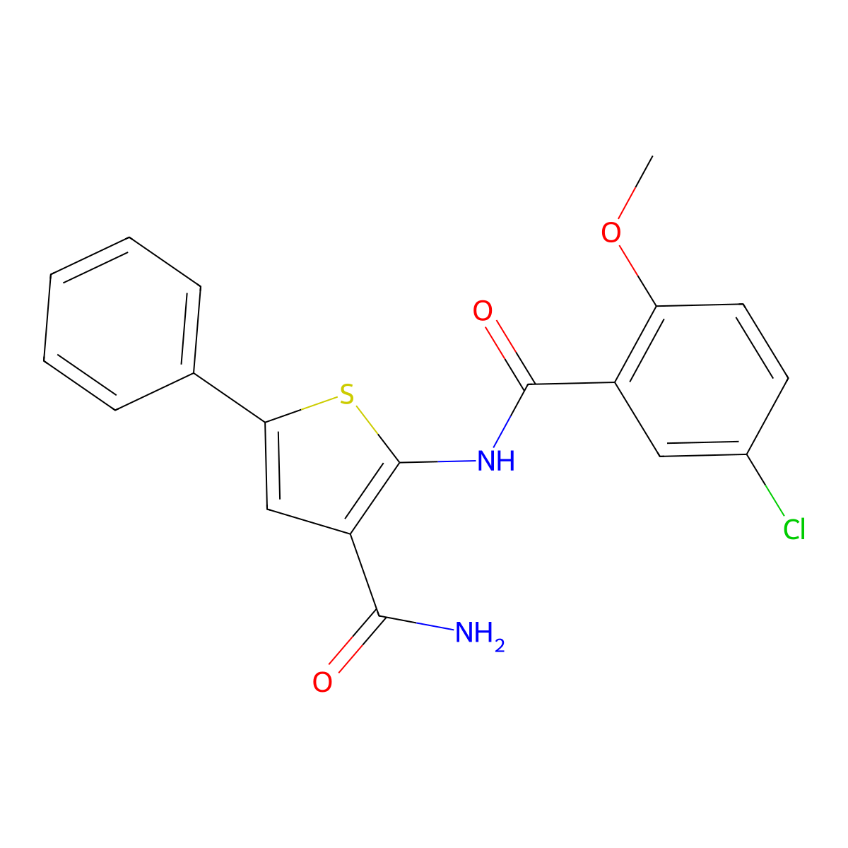 2-(5-Chloro-2-methoxybenzamido)-5-phenylthiophene-3-carboxamide molecular structure, CAS 1286711-67-8