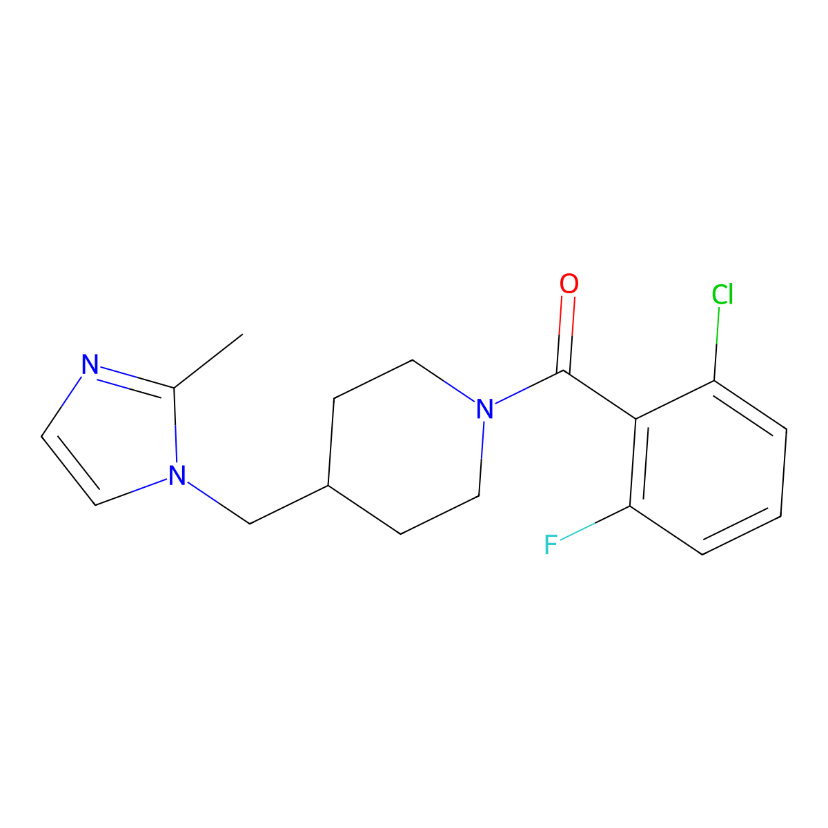 (2-chloro-6-fluorophenyl)(4-((2-methyl-1H-imidazol-1-yl)methyl)piperidin-1-yl)methanone molecular structure, CAS 1286711-74-7
