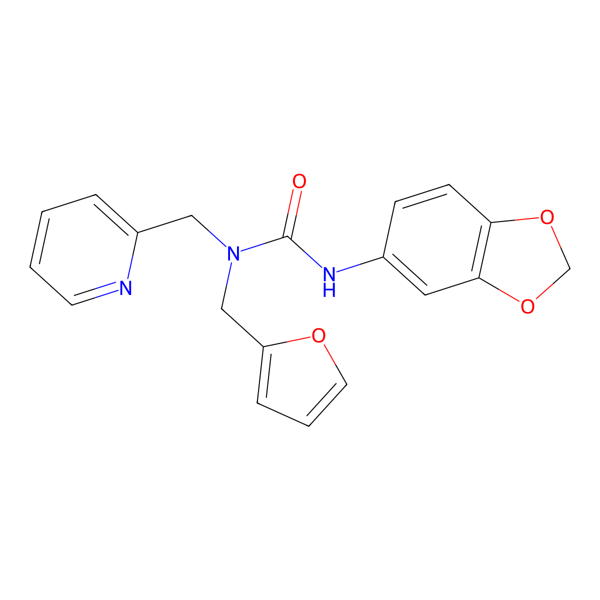 3-(Benzo[d][1,3]dioxol-5-yl)-1-(furan-2-ylmethyl)-1-(pyridin-2-ylmethyl)urea molecular structure, CAS 1286711-81-6