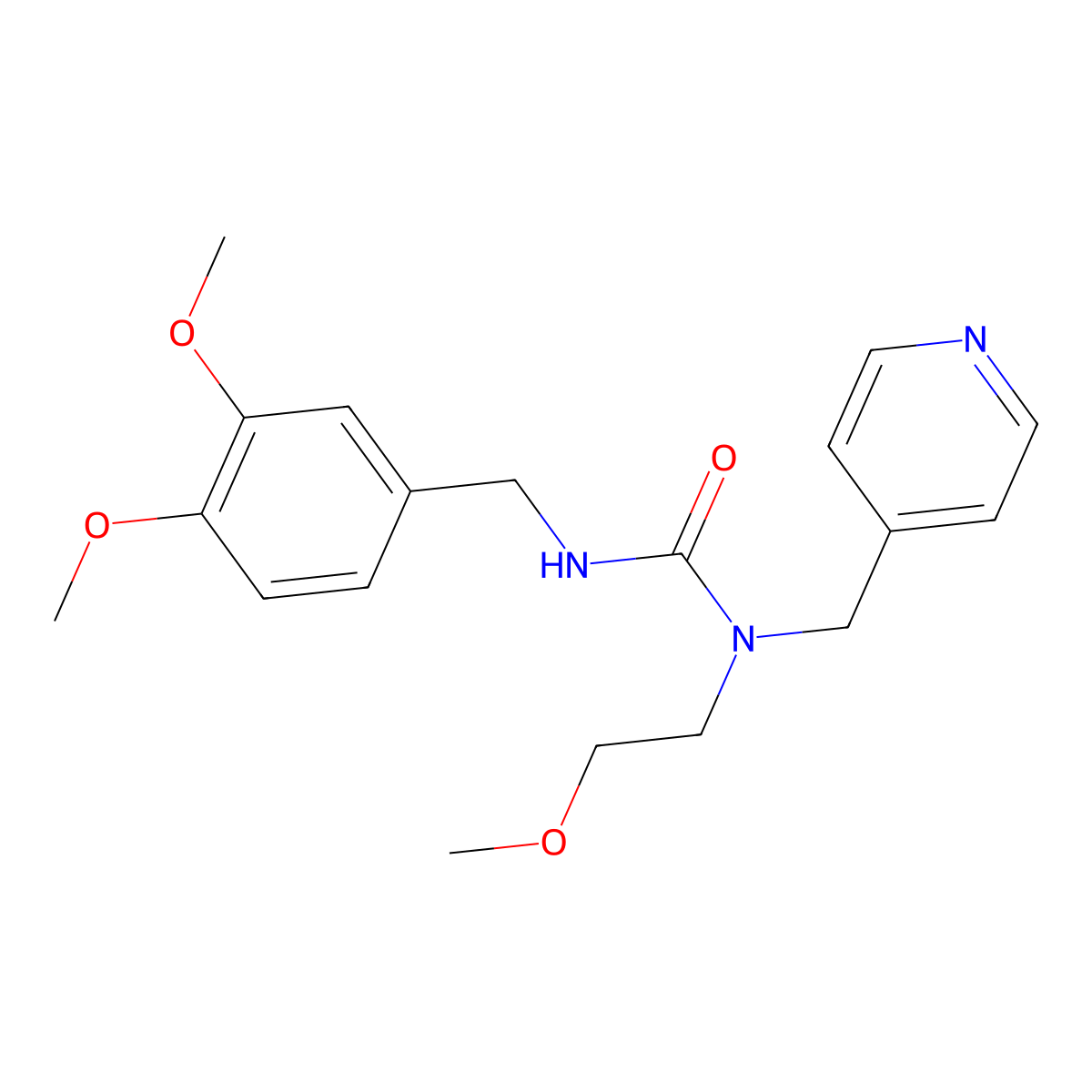3-(3,4-Dimethoxybenzyl)-1-(2-methoxyethyl)-1-(pyridin-4-ylmethyl)urea molecular structure, CAS 1286711-83-8