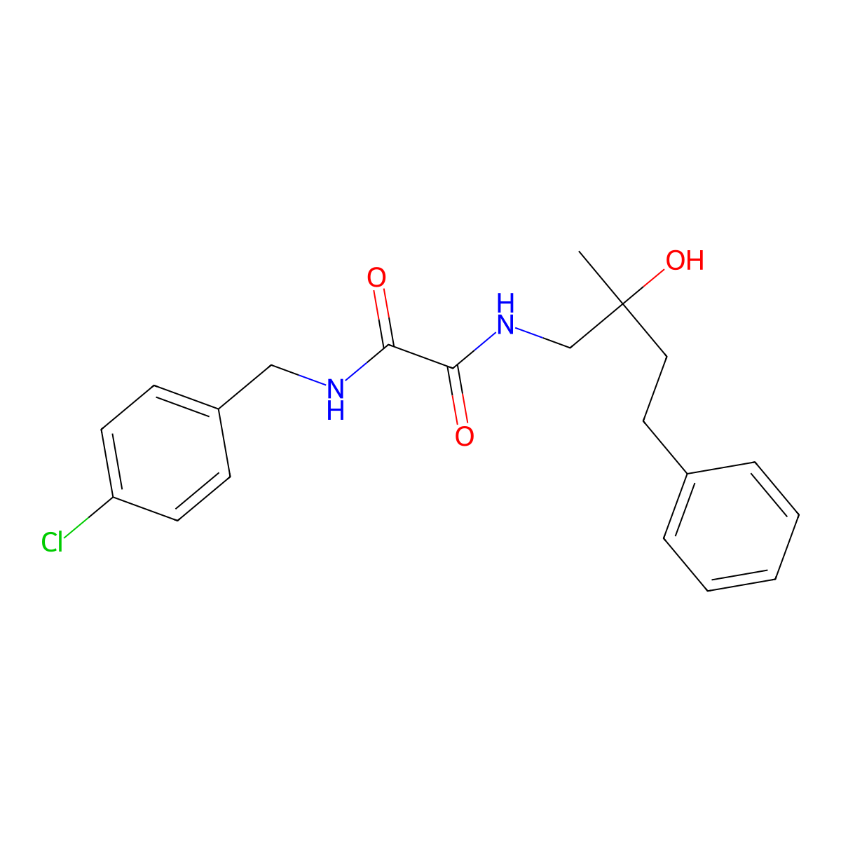 N1-(4-chlorobenzyl)-N2-(2-hydroxy-2-methyl-4-phenylbutyl)oxalamide molecular structure, CAS 1286711-85-0