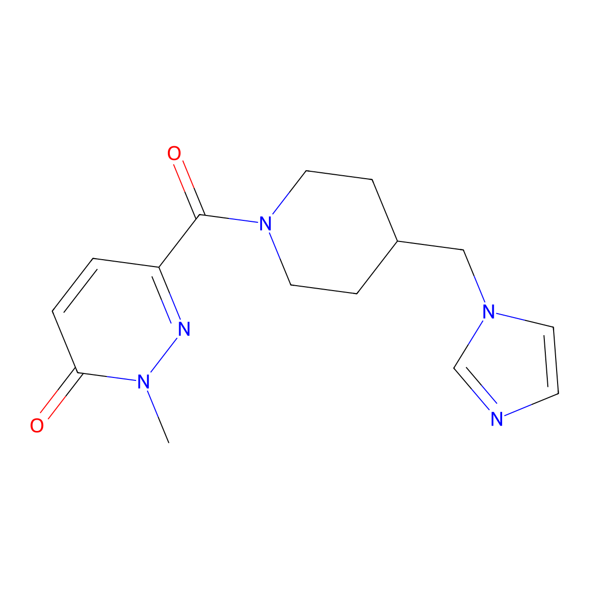6-(4-((1H-imidazol-1-yl)methyl)piperidine-1-carbonyl)-2-methylpyridazin-3(2H)-one molecular structure, CAS 1286711-96-3