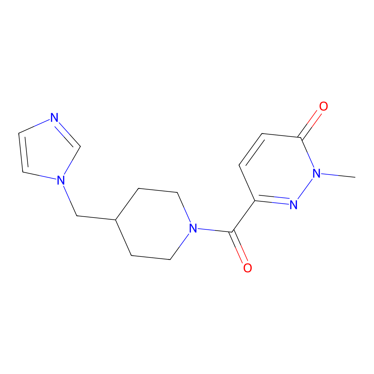 6-(4-((1H-imidazol-1-yl)methyl)piperidine-1-carbonyl)-2-methylpyridazin-3(2H)-one molecular structure, CAS 1286711-96-3