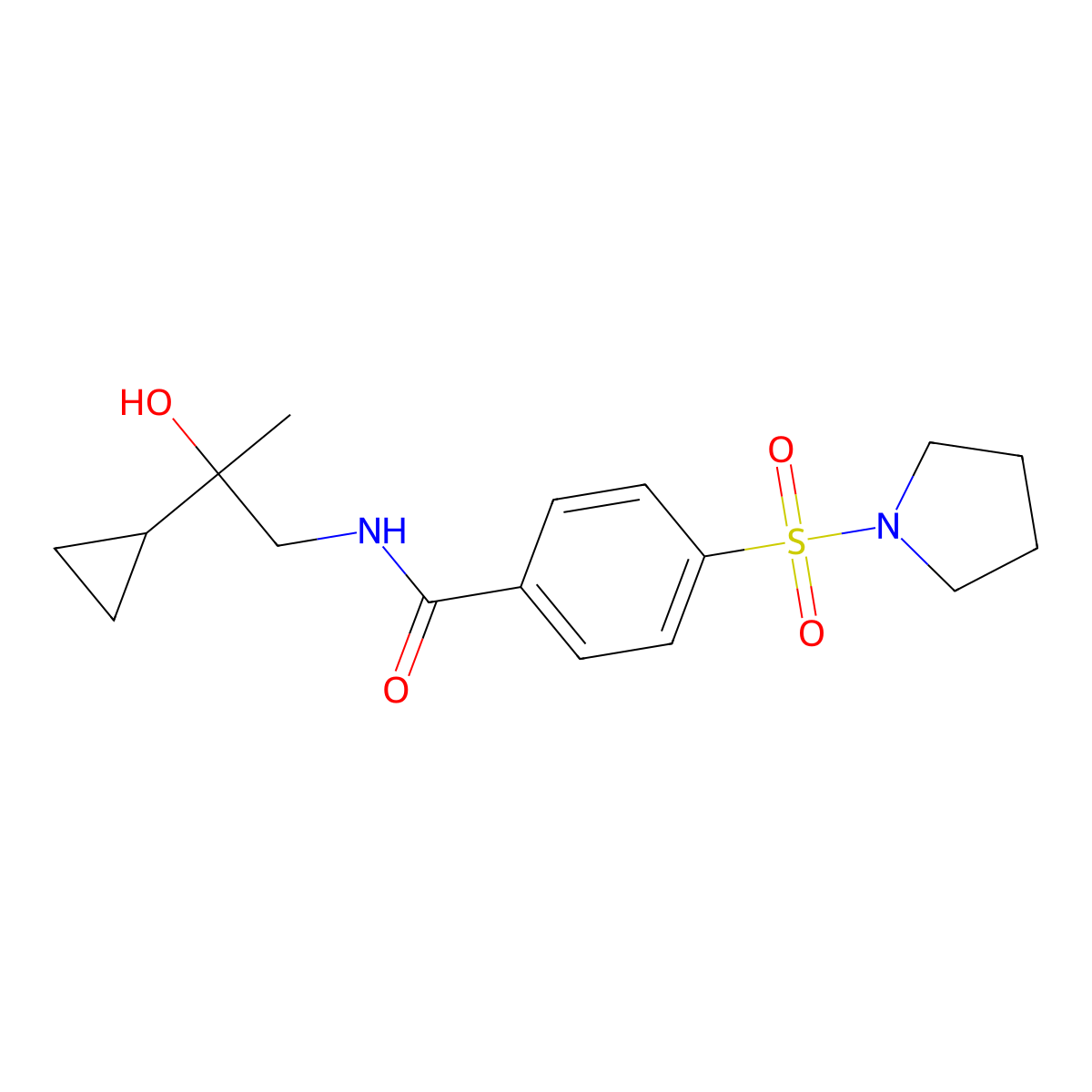 N-(2-cyclopropyl-2-hydroxypropyl)-4-(pyrrolidin-1-ylsulfonyl)benzamide molecular structure, CAS 1286712-12-6