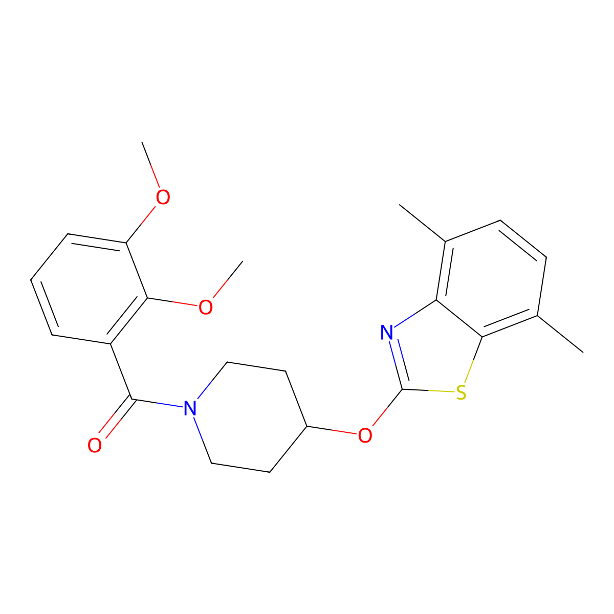 (2,3-Dimethoxyphenyl)(4-((4,7-dimethylbenzo[d]thiazol-2-yl)oxy)piperidin-1-yl)methanone molecular structure, CAS 1286712-19-3