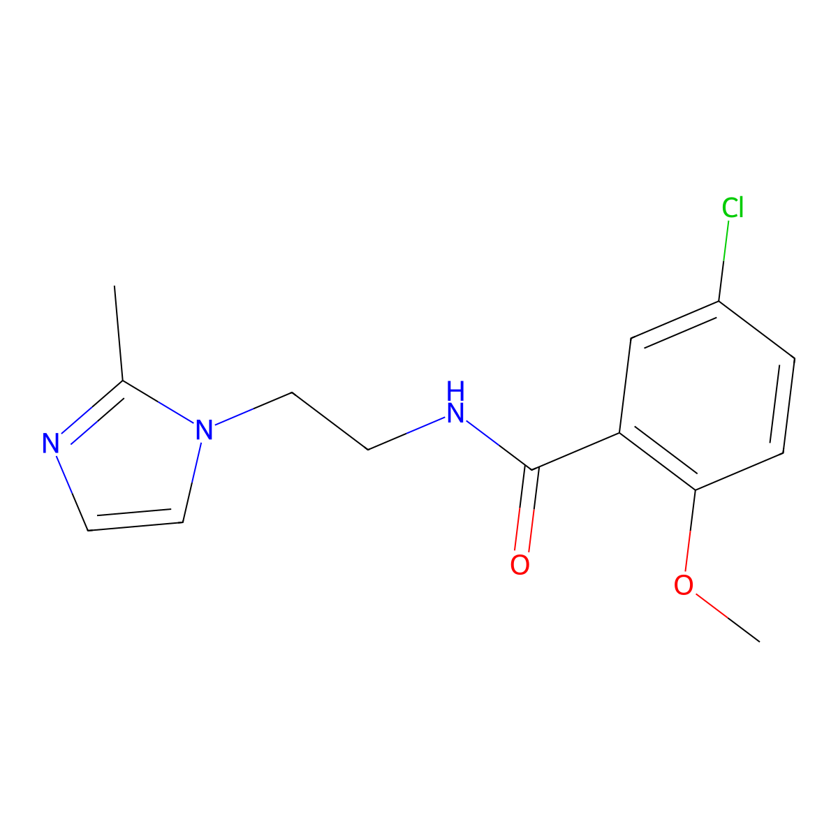5-chloro-2-methoxy-N-(2-(2-methyl-1H-imidazol-1-yl)ethyl)benzamide molecular structure, CAS 1286712-26-2