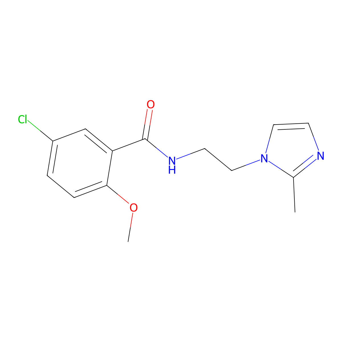 5-chloro-2-methoxy-N-(2-(2-methyl-1H-imidazol-1-yl)ethyl)benzamide molecular structure, CAS 1286712-26-2