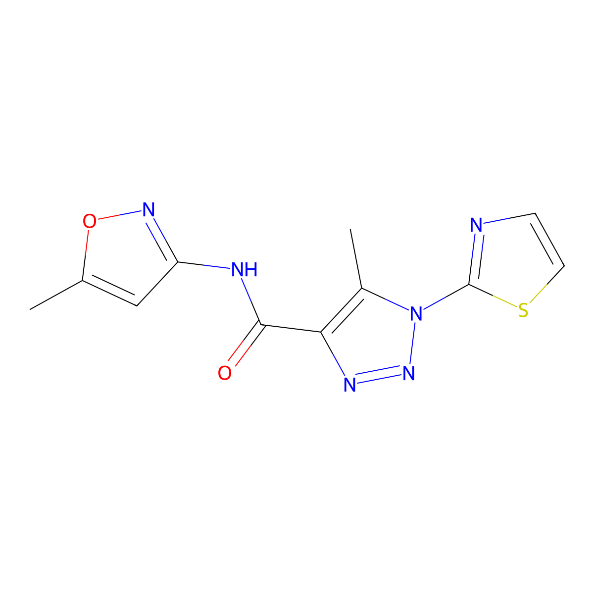 5-methyl-N-(5-methyl-1,2-oxazol-3-yl)-1-(1,3-thiazol-2-yl)-1H-1,2,3-triazole-4-carboxamide molecular structure, CAS 1286712-33-1