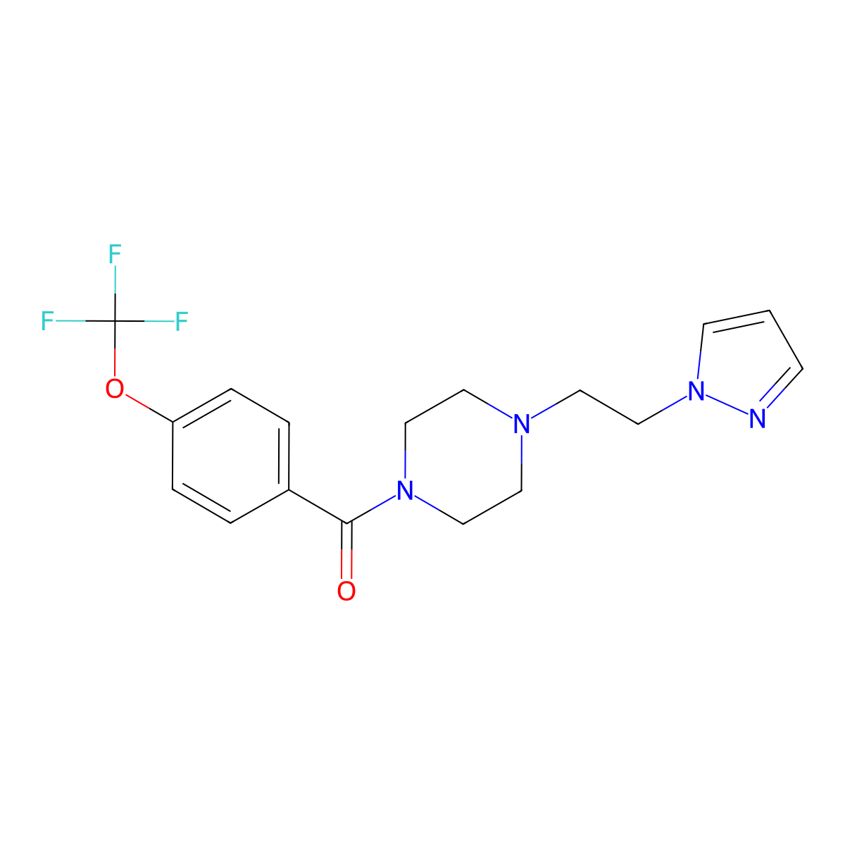 (4-(2-(1H-pyrazol-1-yl)ethyl)piperazin-1-yl)(4-(trifluoromethoxy)phenyl)methanone molecular structure, CAS 1286712-37-5