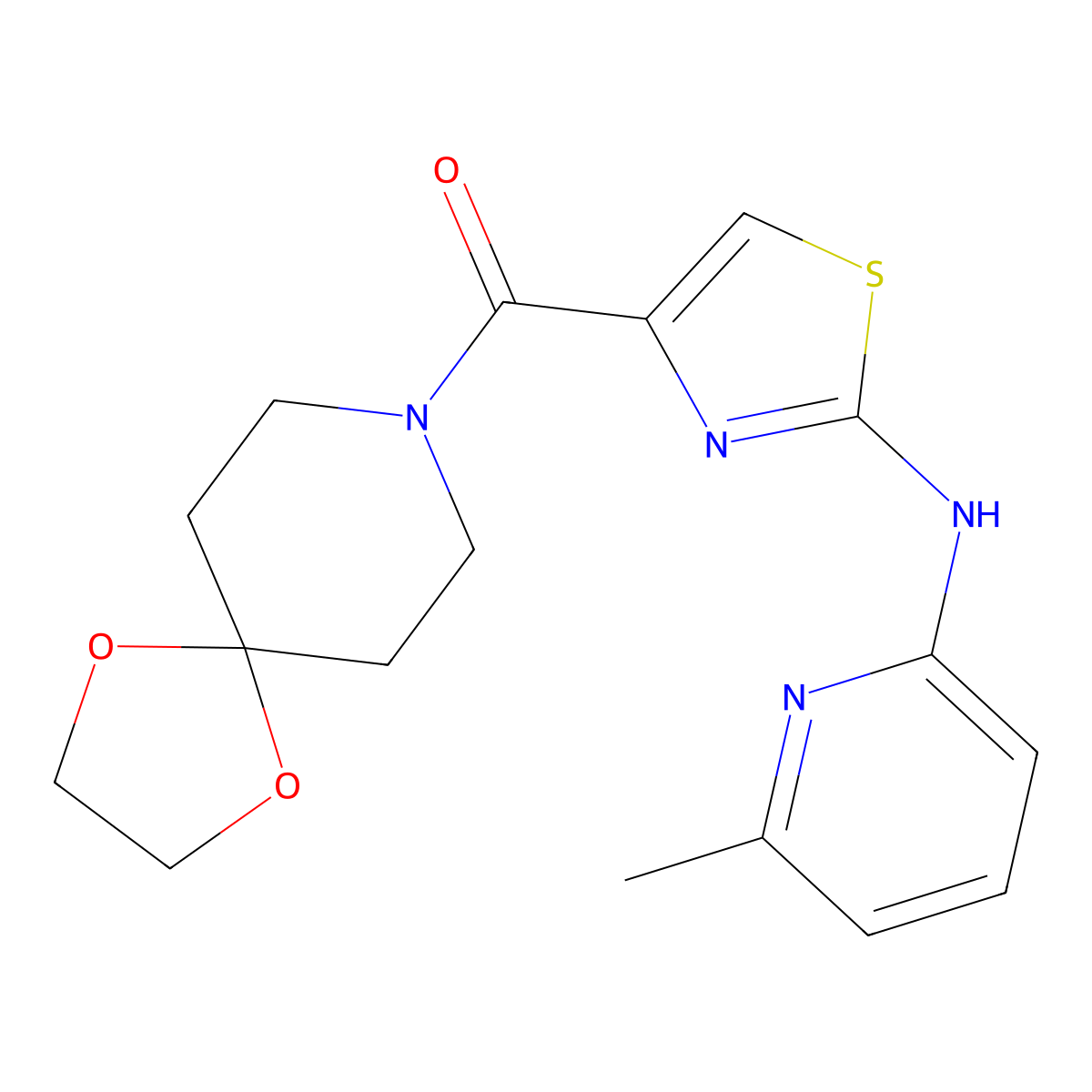 (2-((6-Methylpyridin-2-yl)amino)thiazol-4-yl)(1,4-dioxa-8-azaspiro[4.5]decan-8-yl)methanone molecular structure, CAS 1286712-46-6