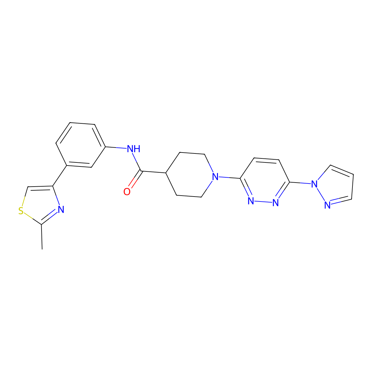 1-(6-(1H-pyrazol-1-yl)pyridazin-3-yl)-N-(3-(2-methylthiazol-4-yl)phenyl)piperidine-4-carboxamide molecular structure, CAS 1286712-53-5