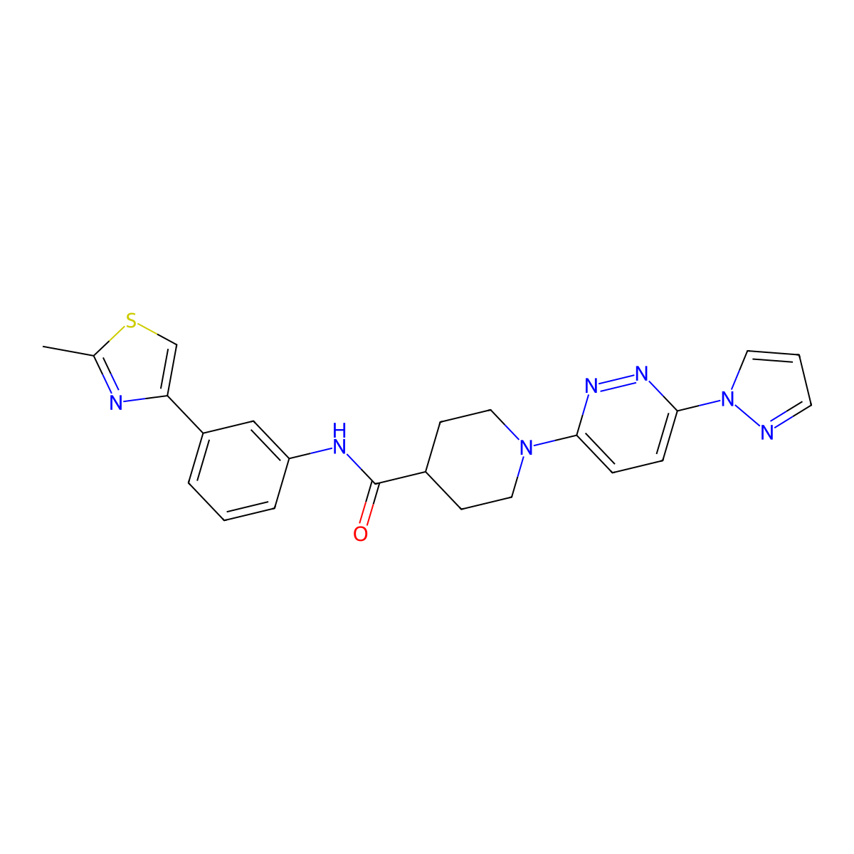 1-(6-(1H-pyrazol-1-yl)pyridazin-3-yl)-N-(3-(2-methylthiazol-4-yl)phenyl)piperidine-4-carboxamide molecular structure, CAS 1286712-53-5