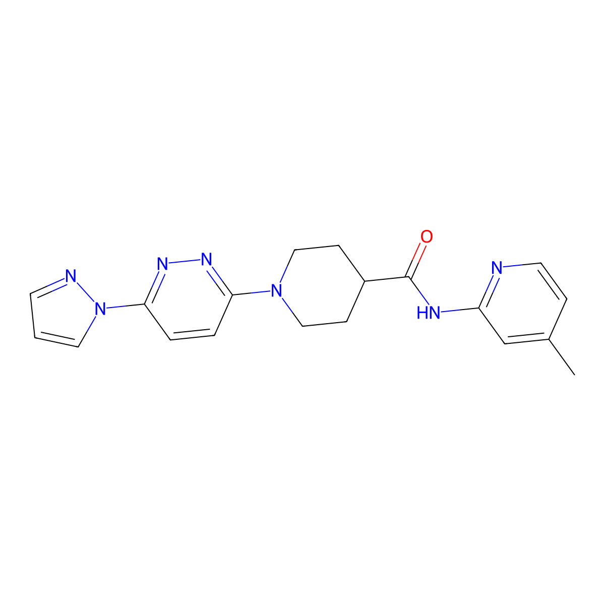1-(6-(1H-pyrazol-1-yl)pyridazin-3-yl)-N-(4-methylpyridin-2-yl)piperidine-4-carboxamide molecular structure, CAS 1286712-54-6