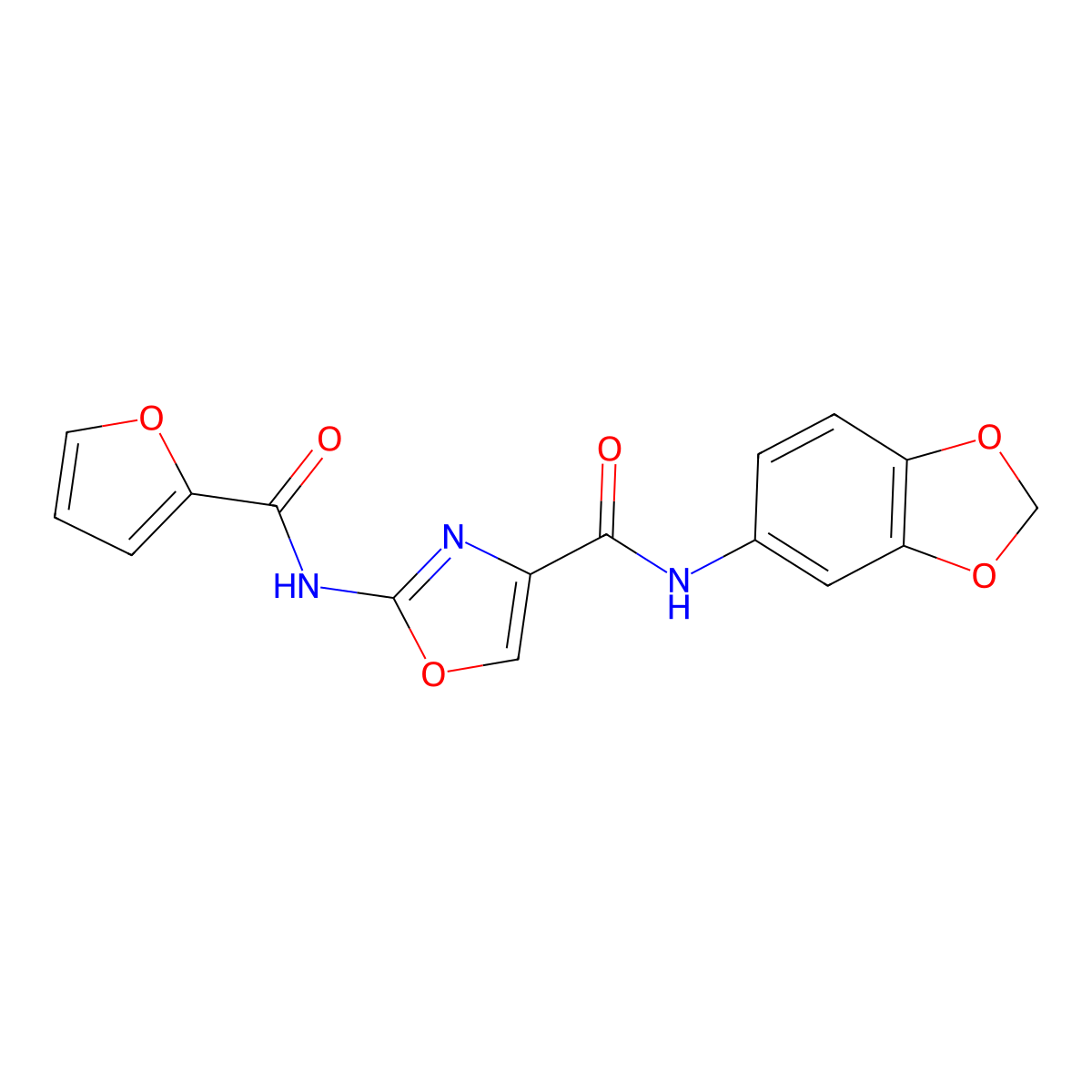 N-(benzo[d][1,3]dioxol-5-yl)-2-(furan-2-carboxamido)oxazole-4-carboxamide molecular structure, CAS 1286712-71-7