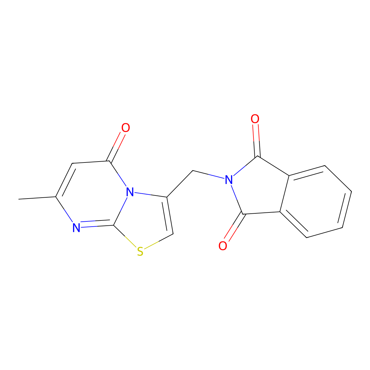 2-((7-methyl-5-oxo-5H-thiazolo[3,2-a]pyrimidin-3-yl)methyl)isoindoline-1,3-dione molecular structure, CAS 1286712-86-4
