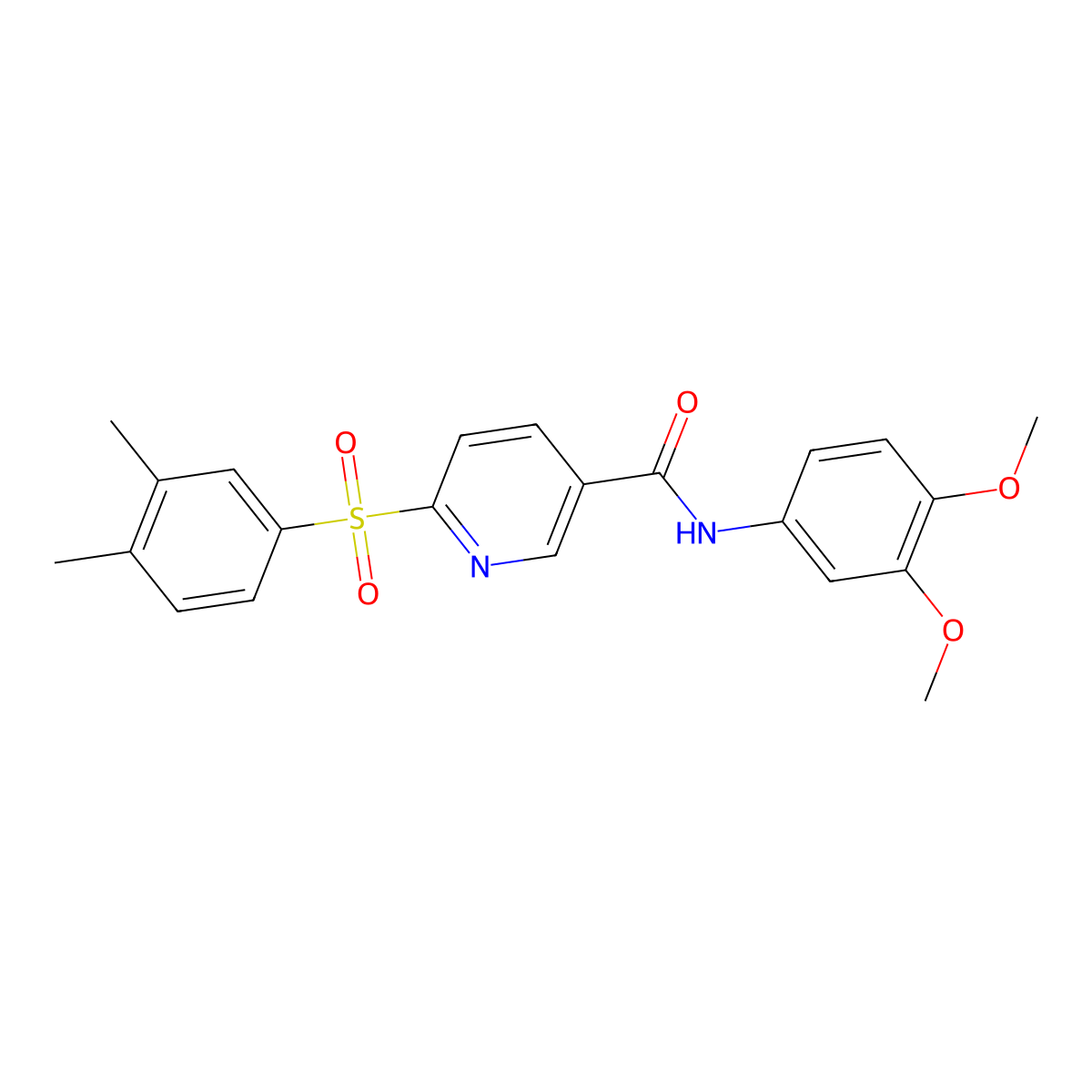 N-(3,4-dimethoxyphenyl)-6-((3,4-dimethylphenyl)sulfonyl)nicotinamide molecular structure, CAS 1286712-90-0