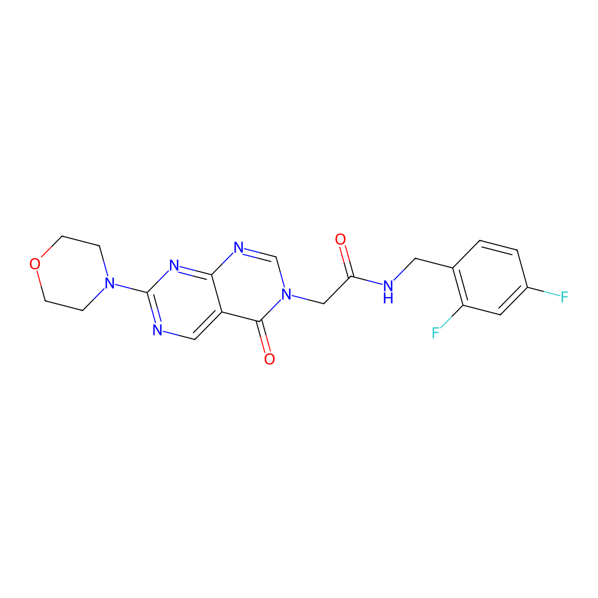 N-(2,4-difluorobenzyl)-2-(7-morpholino-4-oxopyrimido[4,5-d]pyrimidin-3(4H)-yl)acetamide molecular structure, CAS 1286712-94-4