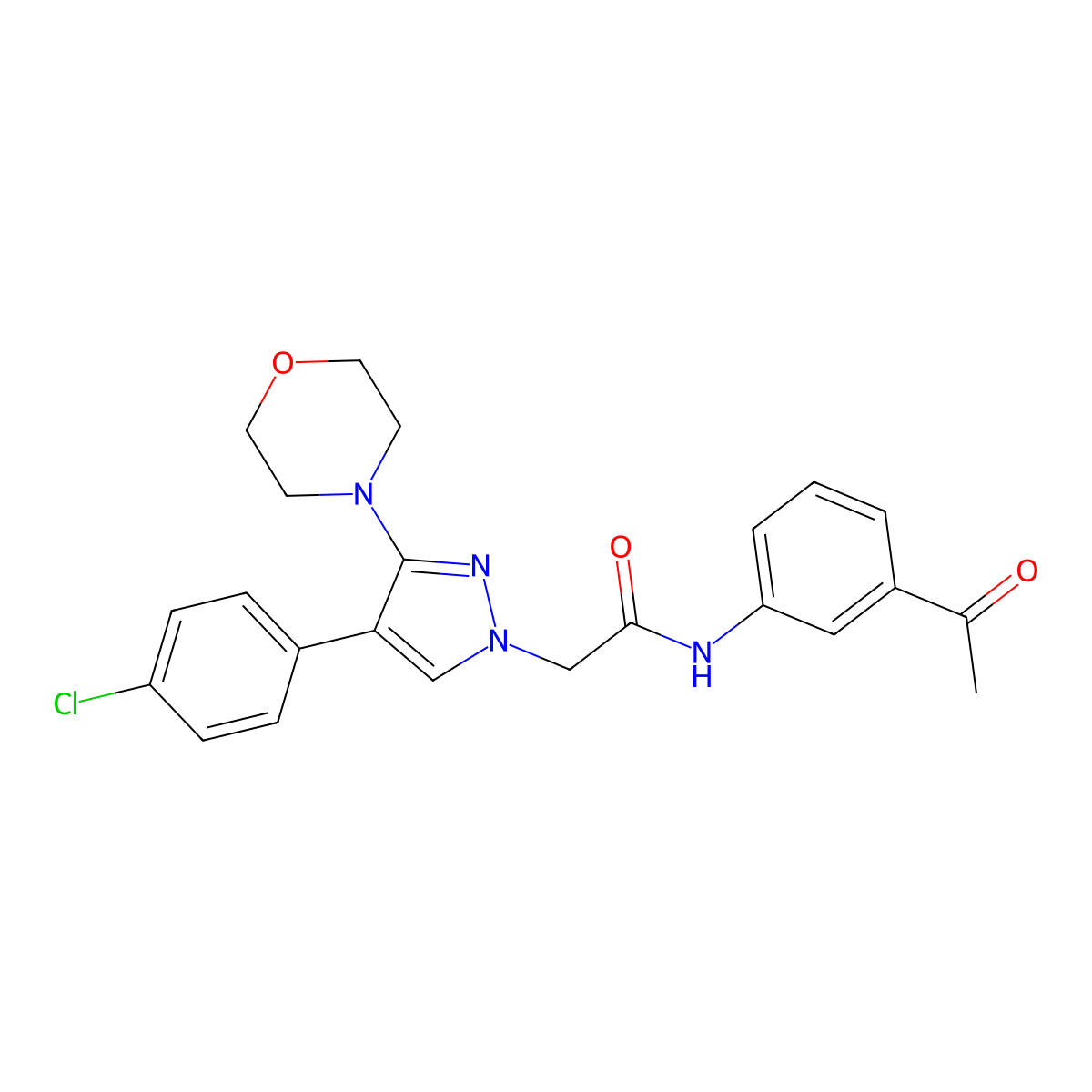 N-(3-acetylphenyl)-2-(4-(4-chlorophenyl)-3-morpholino-1H-pyrazol-1-yl)acetamide molecular structure, CAS 1286713-04-9