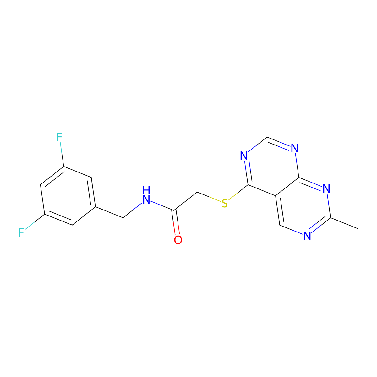 N-(3,5-difluorobenzyl)-2-((7-methylpyrimido[4,5-d]pyrimidin-4-yl)thio)acetamide molecular structure, CAS 1286713-09-4