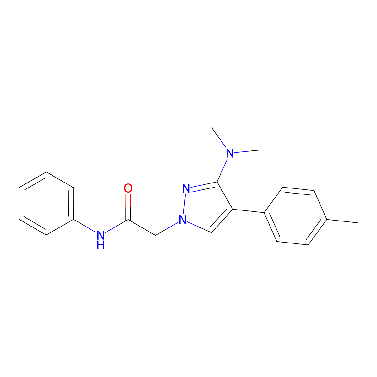 2-(3-(dimethylamino)-4-(p-tolyl)-1H-pyrazol-1-yl)-N-phenylacetamide molecular structure, CAS 1286713-10-7