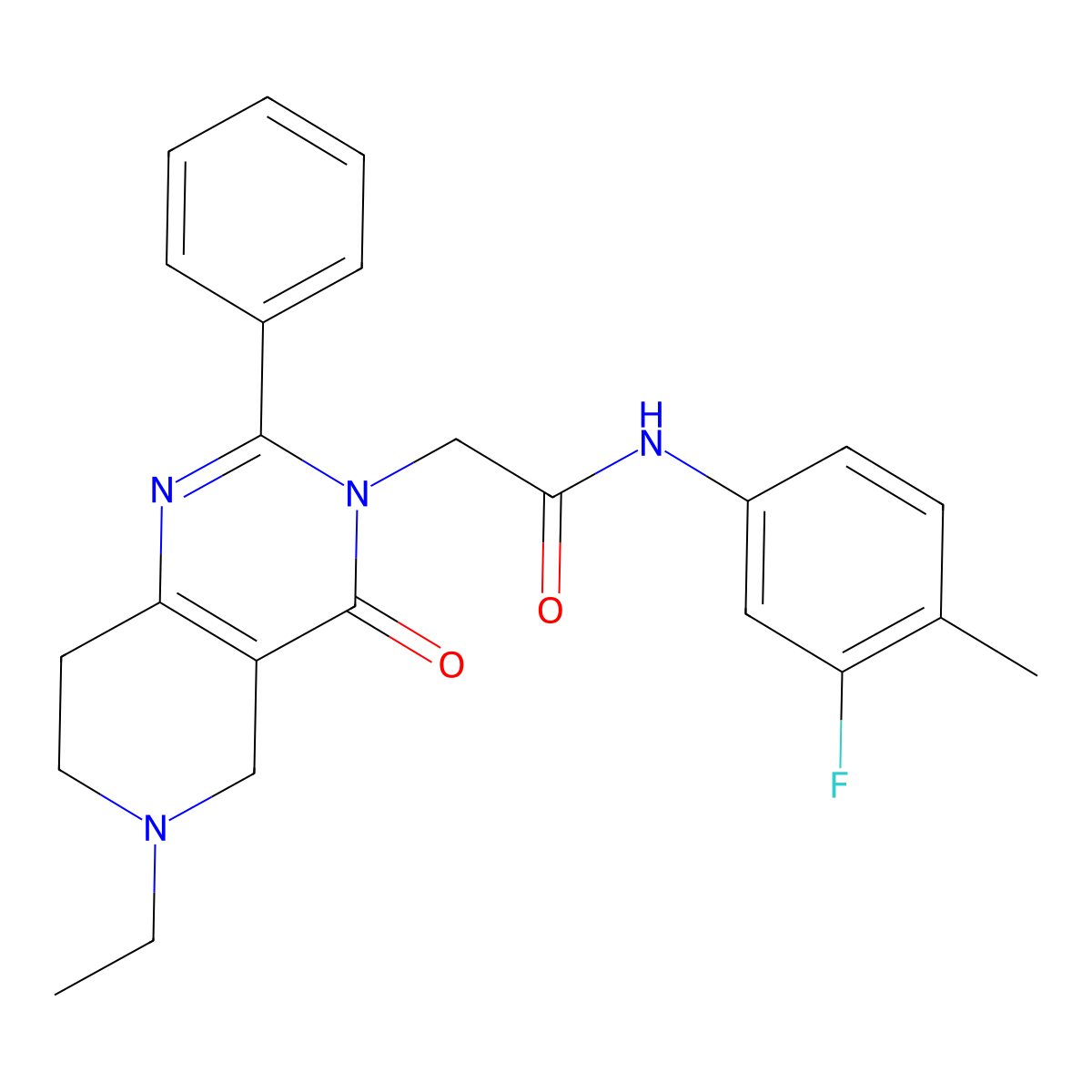 2-(6-ethyl-4-oxo-2-phenyl-5,6,7,8-tetrahydropyrido[4,3-d]pyrimidin-3(4H)-yl)-N-(3-fluoro-4-methylphenyl)acetamide molecular structure, CAS 1286713-13-0