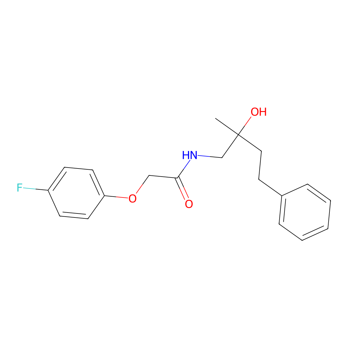 2-(4-fluorophenoxy)-N-(2-hydroxy-2-methyl-4-phenylbutyl)acetamide molecular structure, CAS 1286713-15-2