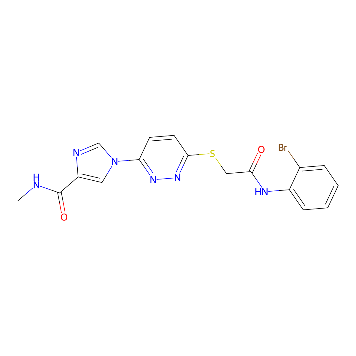 1-(6-((2-((2-bromophenyl)amino)-2-oxoethyl)thio)pyridazin-3-yl)-N-methyl-1H-imidazole-4-carboxamide molecular structure, CAS 1286713-16-3