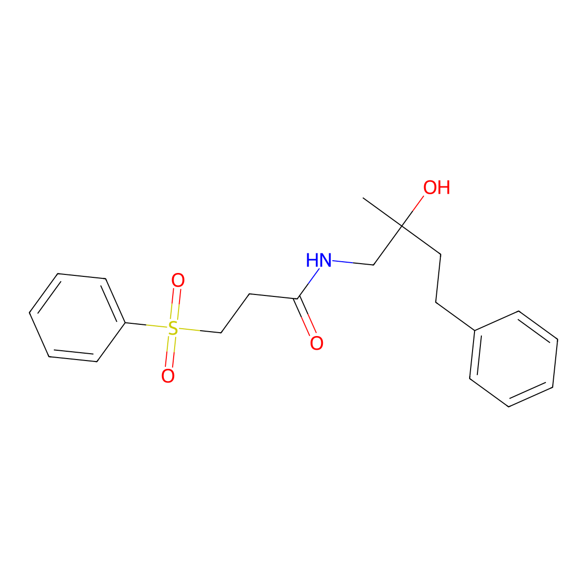 N-(2-hydroxy-2-methyl-4-phenylbutyl)-3-(phenylsulfonyl)propanamide molecular structure, CAS 1286713-18-5