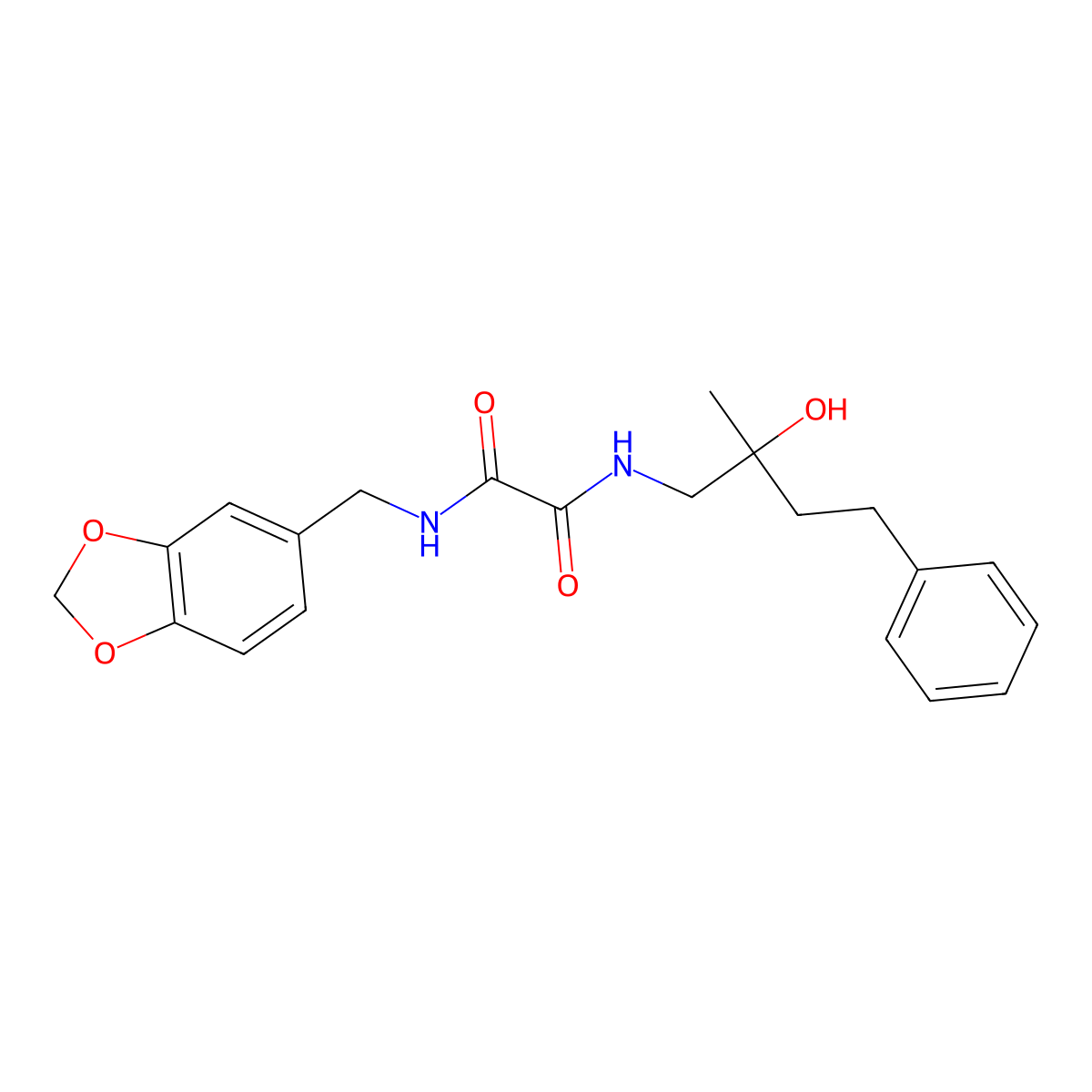N1-(benzo[d][1,3]dioxol-5-ylmethyl)-N2-(2-hydroxy-2-methyl-4-phenylbutyl)oxalamide molecular structure, CAS 1286713-24-3